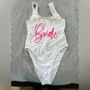 Pretty Robes “Bride” one piece swimsuit. Size small.